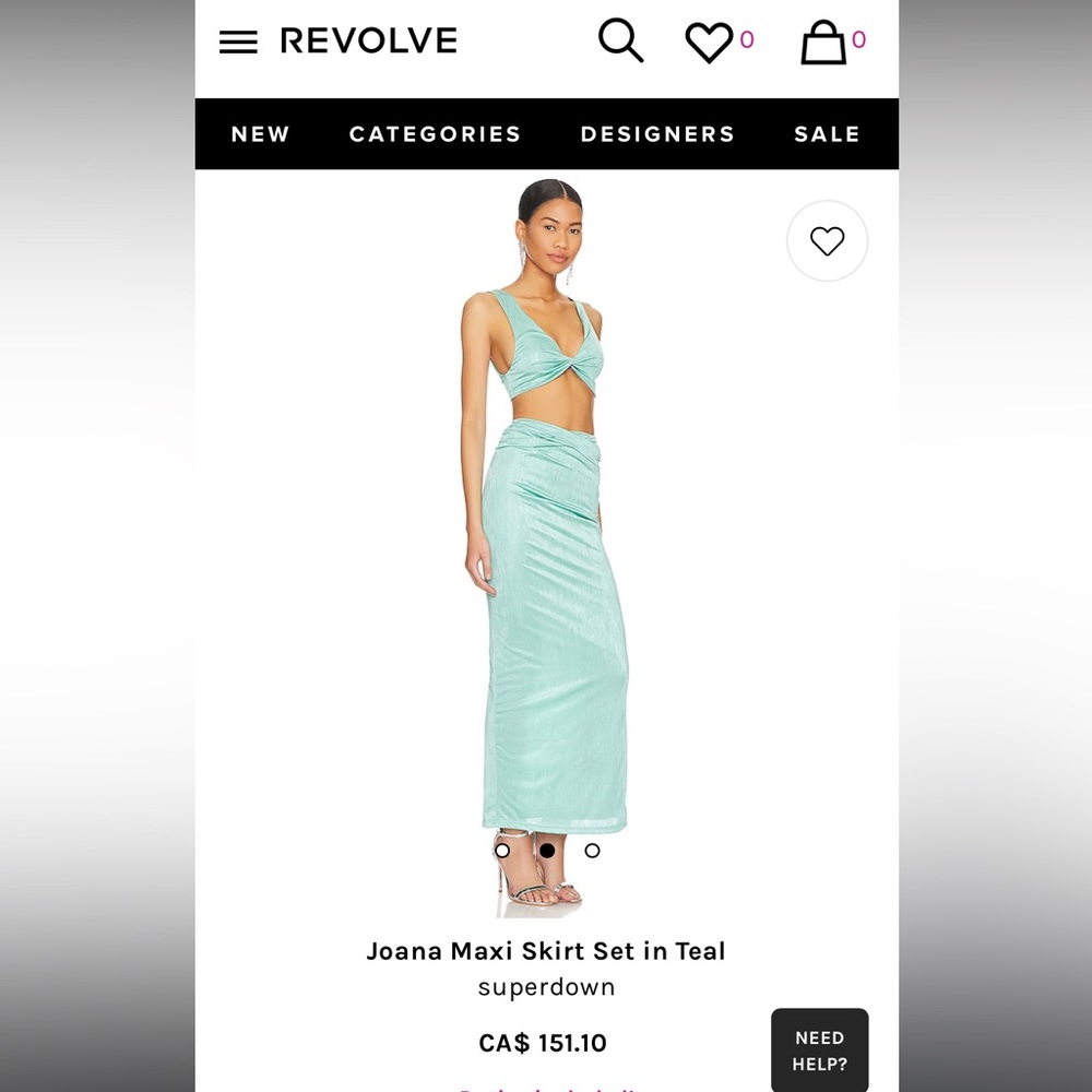 Revolve Joana Maxi Skirt Set in Teal